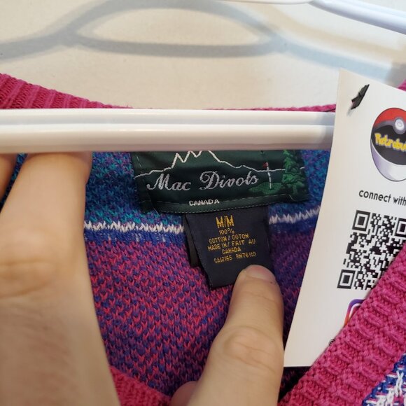 Vintage 90s Patterned Knit Sweater Pink Size M - Picture 4 of 4